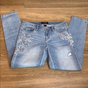 WHBM light denim Girlfriend Crops